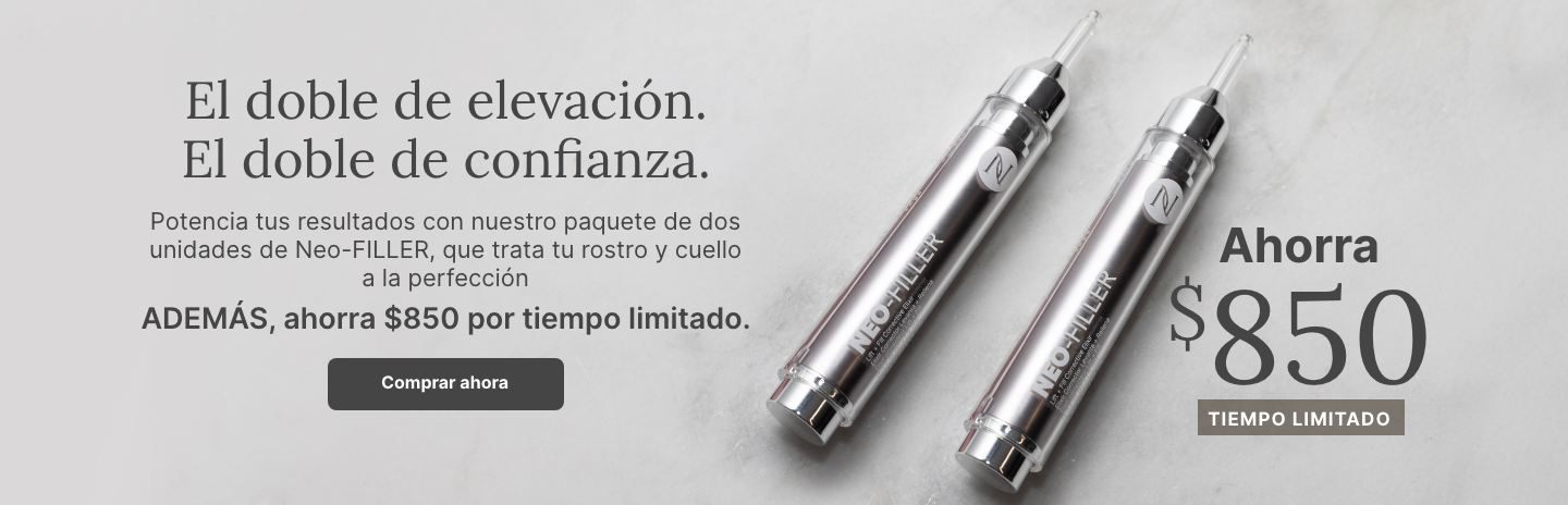 A 2-pack of Neo-FILLER tubes. Accompanying text mentions supercharging your skincare results with the Neo-FILLER 2-pack. Plus, save $51 for a limited time.